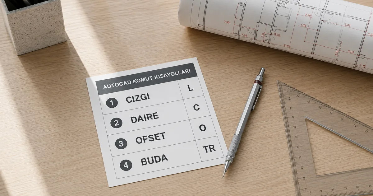 AutoCAD temel komut kısayolları LINE CIRCLE TRIM kart ve mimari pafta üzerinde pratik