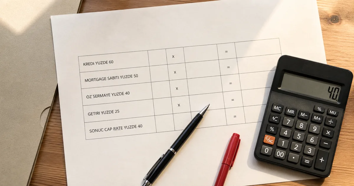 Band of investment yöntemi ağırlıklı cap rate hesabı Cap rate hesaplama tablosu üzerinde band of investment kredi öz sermaye ağırlıklı ortalama formülü