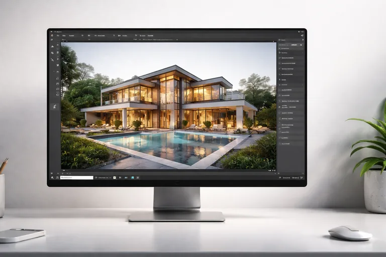 HDRI çevresel aydınlatma kullanılan mimari model üzerinde doğal ışık dağılımını gösteren V-Ray render çıktısı